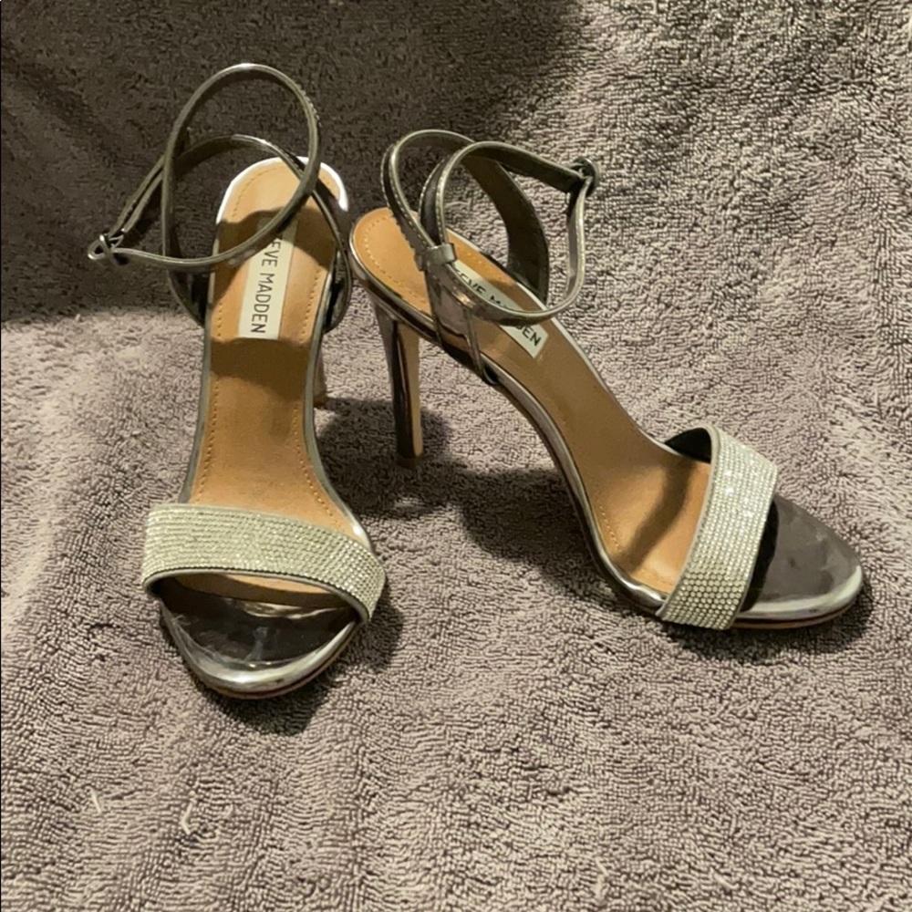 Rhinestone Open Toe Heel